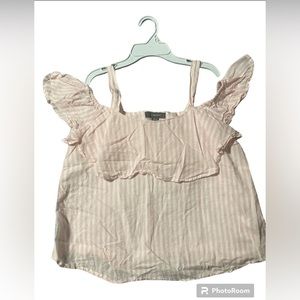 Primark Cold shoulder top Rose-white Stripe Size 8